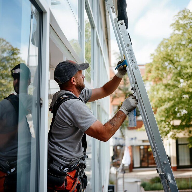 Construction workers installing plastic windows 1077802 119504