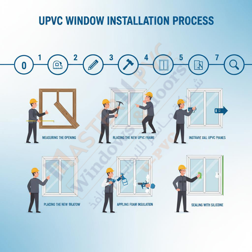 تركيب شبابيك upvc في 6 خطوات بسيطة دليلك الكامل مع خبراء شركة ماستر للأبواب والشبابيك upvc