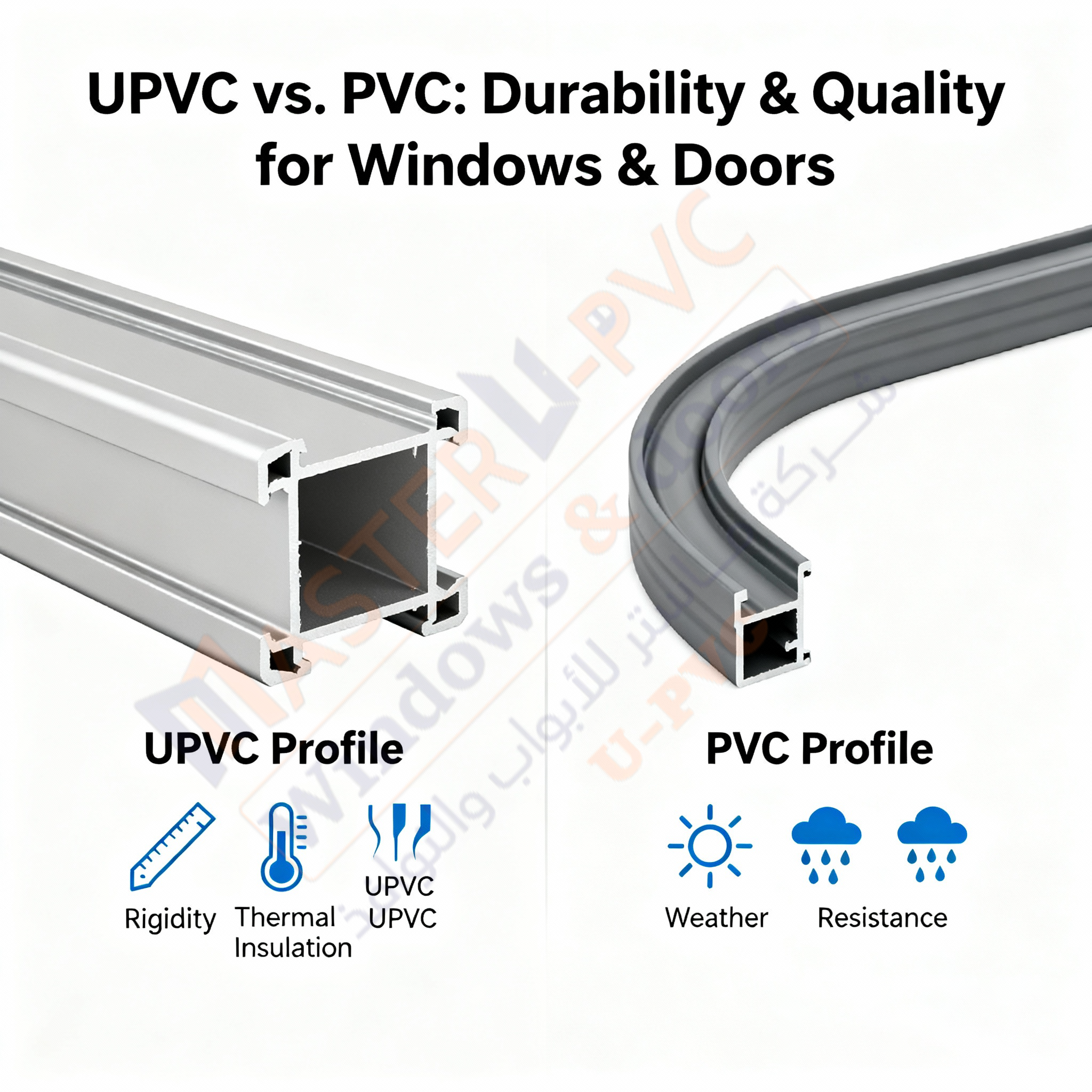 الفرق بين UPVC و PVC: أيهما أفضل؟ | دليل شركة ماستر